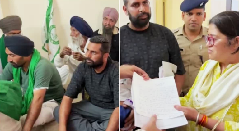 MLA अरविंद पांडे भूमि विवाद में नया मोड़, 40 दिन की बच्ची के साथ किसान का धरना
